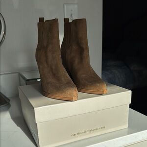 Marc Fisher Camel Suede Block Heel Boots